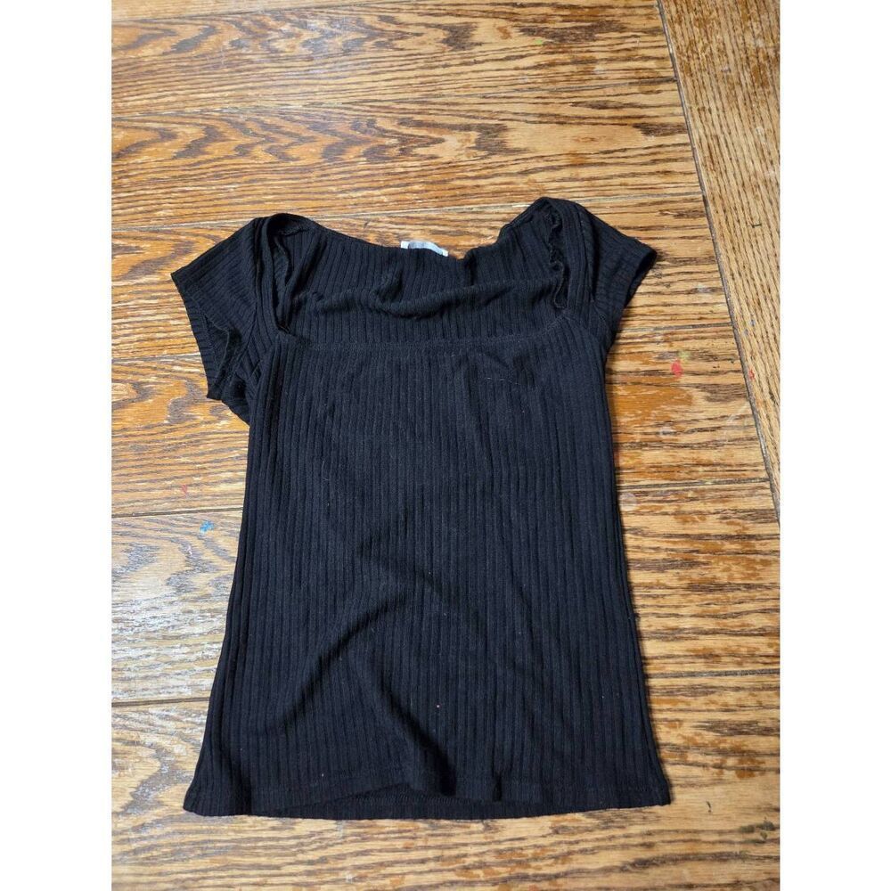 Reformation Bardot Knit Square Neck Ribbed Top Sz Xs